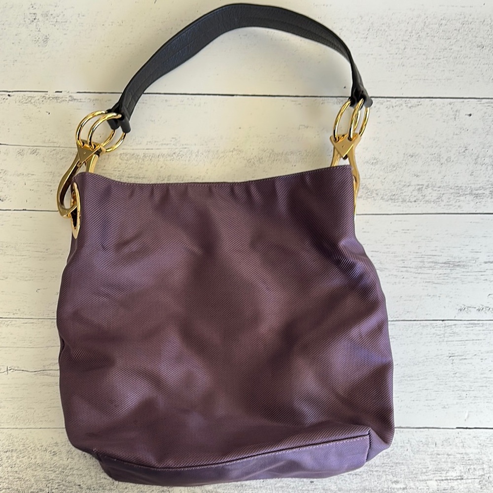 Purple Hobo Bag with Gold Accents